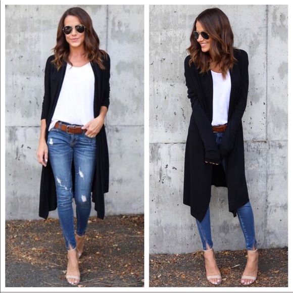 WILA Sweaters - LAST 1🍂 black long cardigan slit side sweater